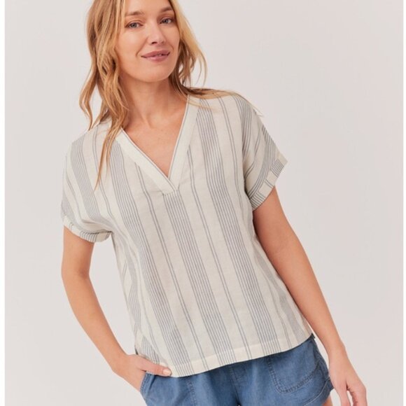 Pact 100% Organic Cotton Gauze Coastal Striped Shirt In Women's XS/S - Picture 1 of 10